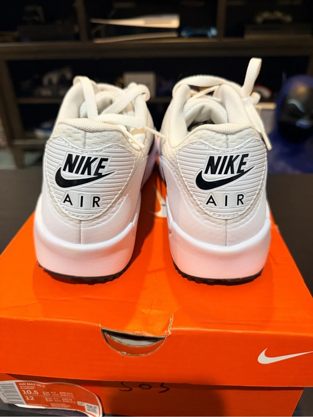 10.5 Nike Air Max Men’s Gold Sneakers in White/Black NWT